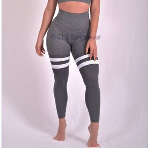 CLS Sportswear, Dark Grey Striped Leggings